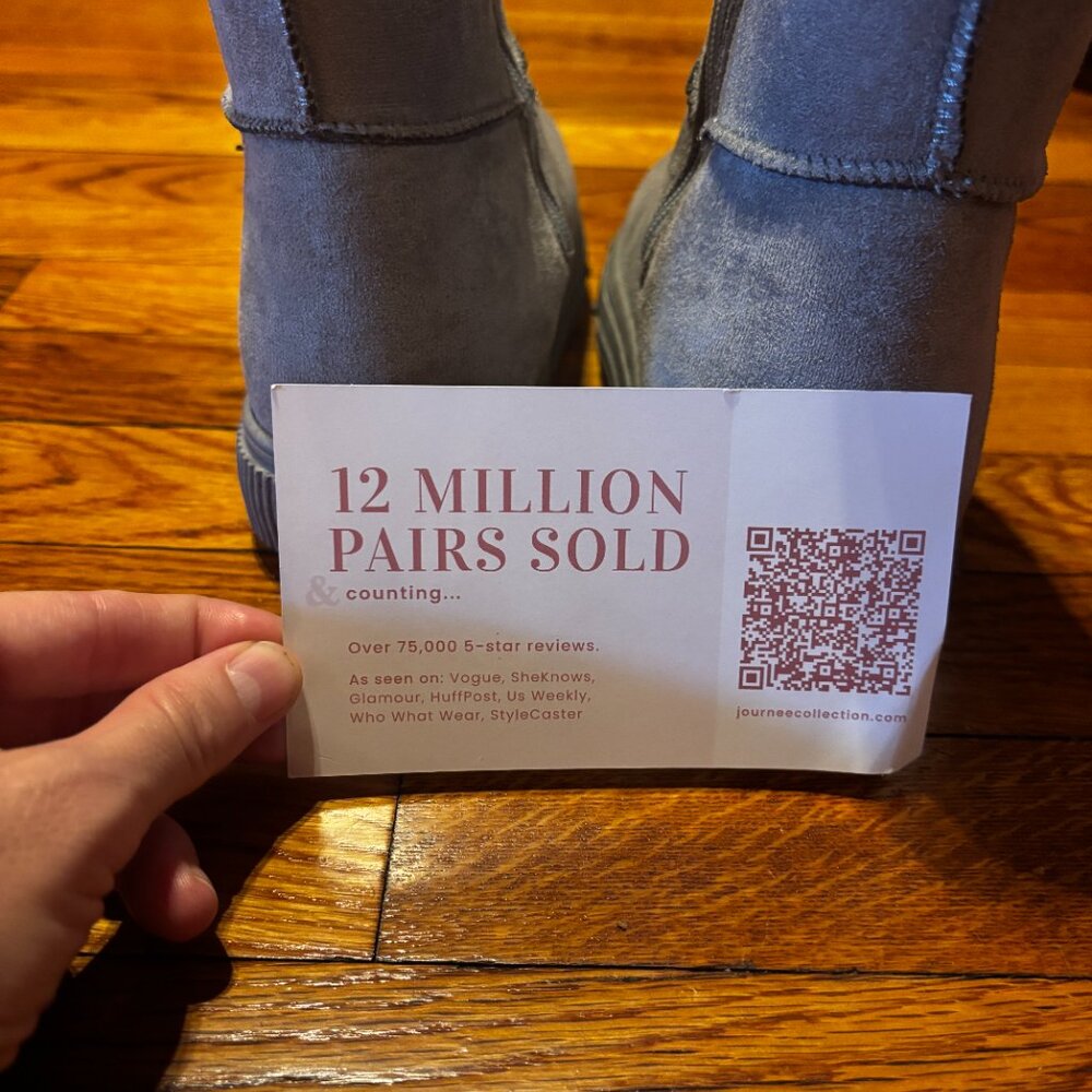 Journee Collection Women's Stelly Gray Ankle Boots Size 8 - Picture 11 of 11
